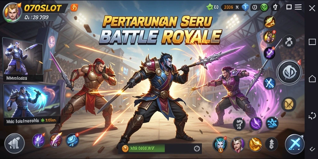Screenshot menunjukkan aksi mendebarkan dalam gameplay Battle Royale.