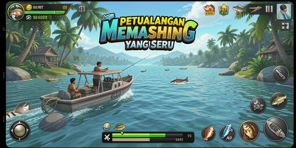 Gameplay mendebarkan dengan aksi memancing yang seru.