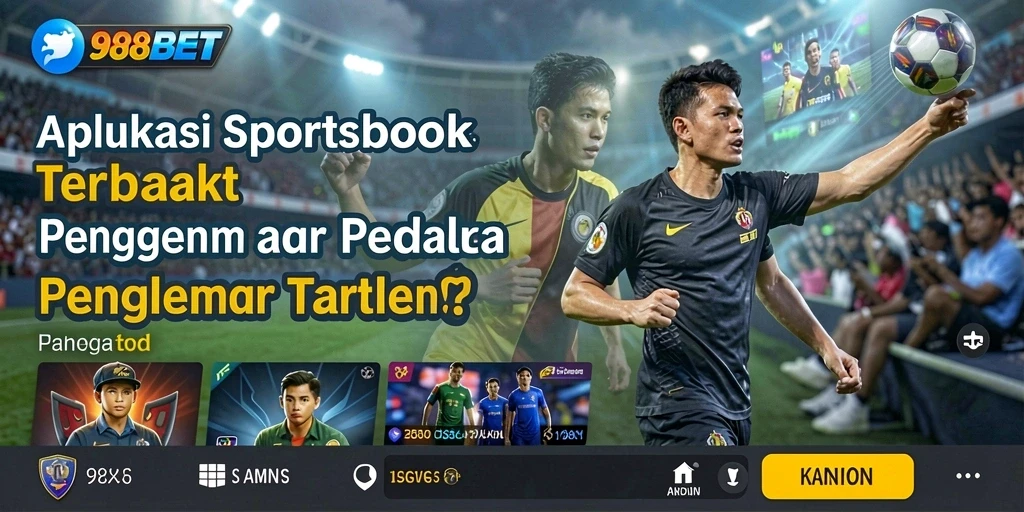 Tangkapan layar utama 988BET menunjukkan antarmuka aplikasi Sportsbook yang menarik.