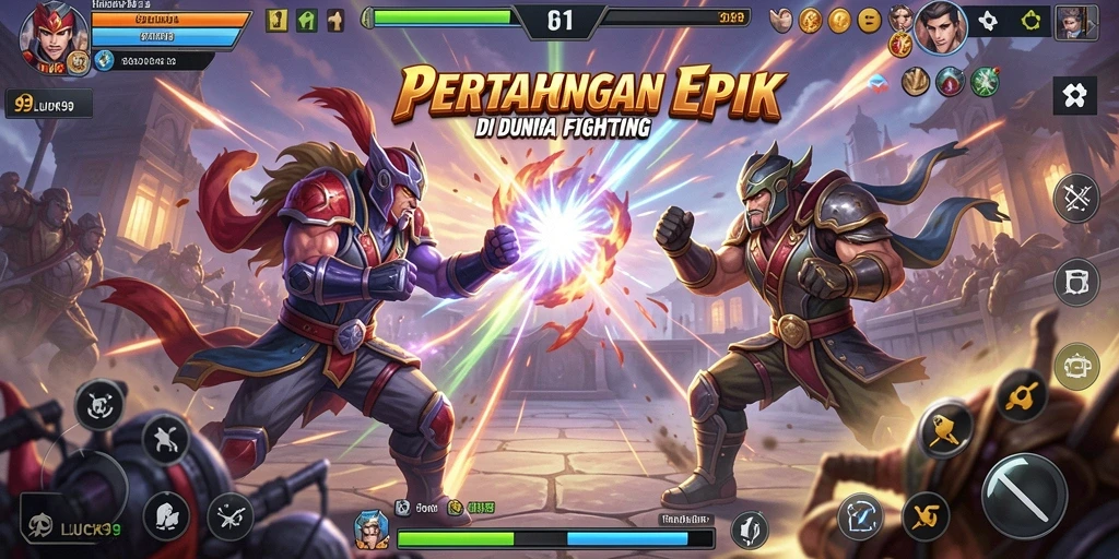 Screenshot gameplay 99LUCK99 menampilkan pertarungan yang intens dan karakter yang menarik.