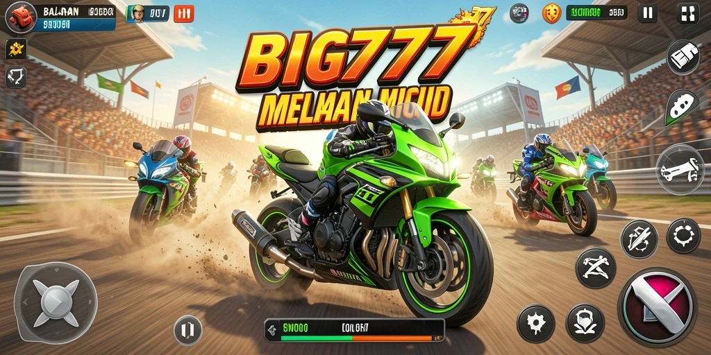 Screenshot gameplay menarik dari balapan motor di BIG777.