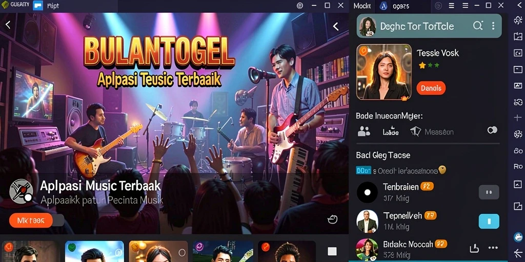 Tangkapan layar gameplay BULANTOGEL menampilkan antarmuka pengguna yang menarik dan pilihan musik yang beragam.