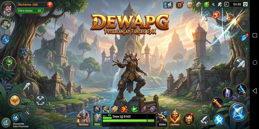 Tampilan gameplay menakjubkan dari DEWAPG saat bertarung di dunia fantasi.