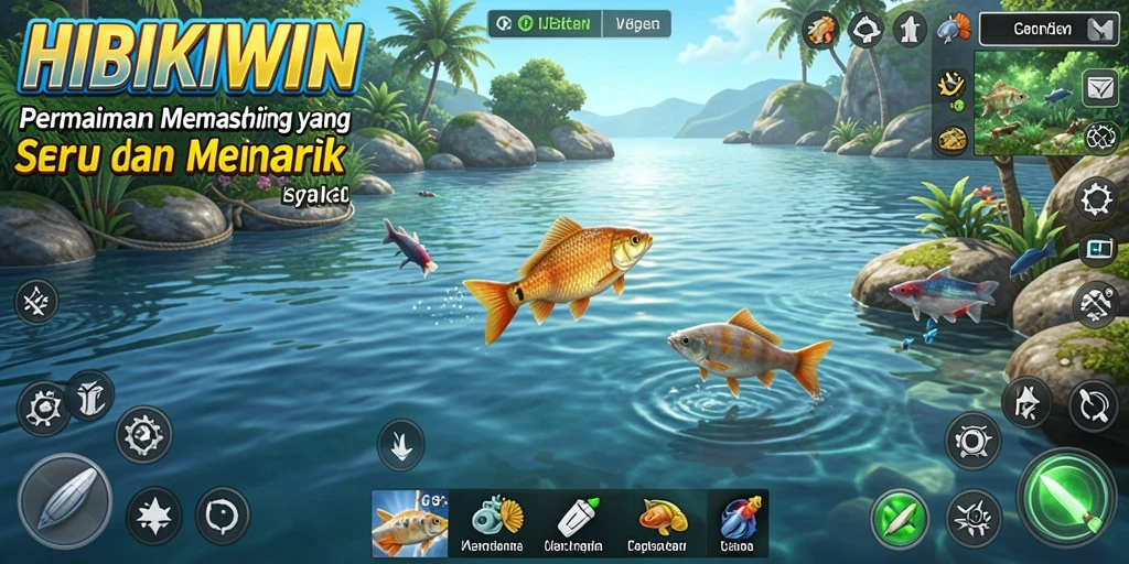 Gameplay HIBIKIWIN yang menampilkan aksi memancing seru dan mendebarkan.