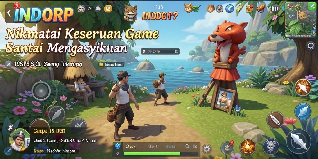 Tampilan gameplay INDORP yang ceria dan penuh tantangan.