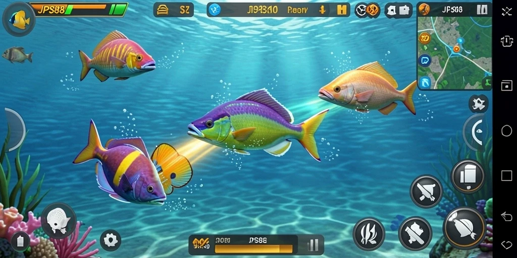Screenshot gameplay JPS88 menampilkan aksi menembak ikan yang seru.