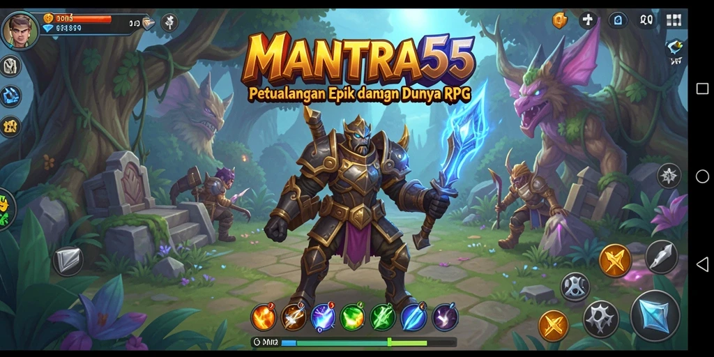 Tampilan gameplay menakjubkan dalam MANTRA55 dengan karakter dan dunia yang luas.