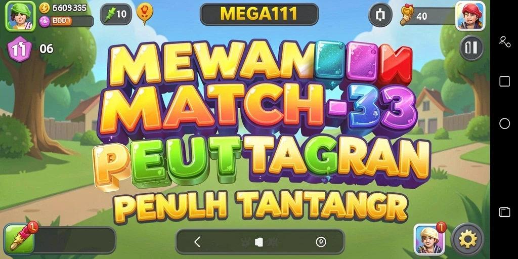 Tampilan gameplay yang menyenangkan dan berwarna dari MEGA111.