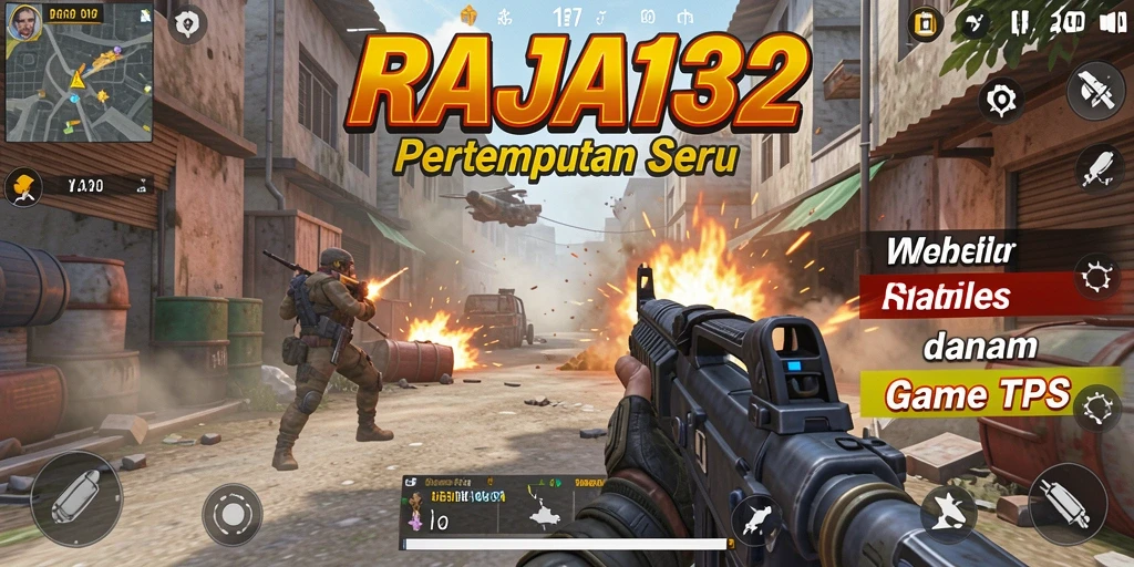 Screenshot RAJA132 menampilkan aksi pertempuran seru dalam gameplay TPS.
