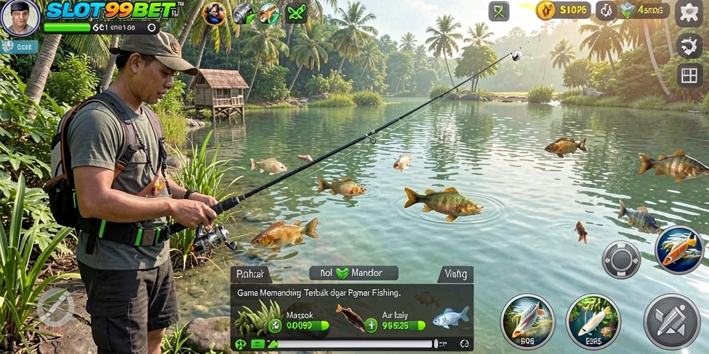 Gameplay SLOT99BET yang seru dengan berbagai ikan menarik.