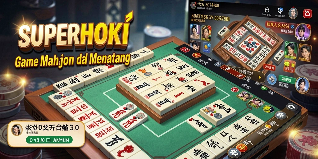 Tangkapan layar gameplay SUPERHOKI dengan suasana Mahjong yang menawan.