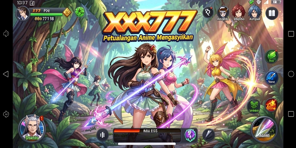 Screenshot utama XXX777 menampilkan aksi seru dari karakter Anime.